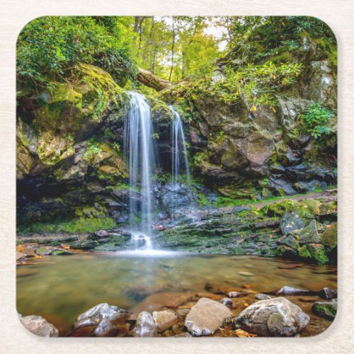 Waterfalls  Smokey Mountain National Park Square Paper Coaster