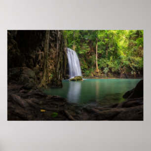 Waterfalls   Spring Rainforest Waterfall Thailand Poster