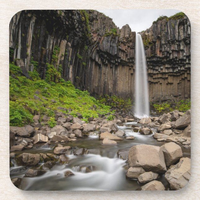 Waterfalls | Svartifoss Waterfall, South Iceland Beverage Coaster (Front)