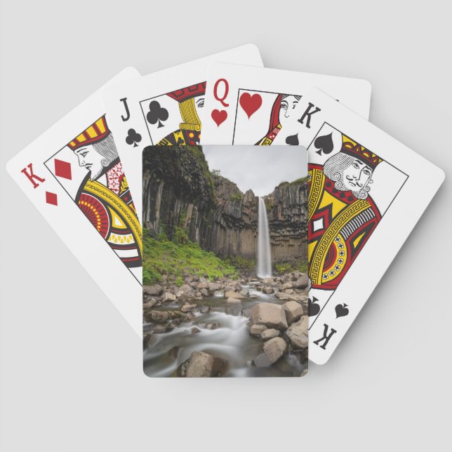 Waterfalls | Svartifoss Waterfall, South Iceland Poker Cards (Back)
