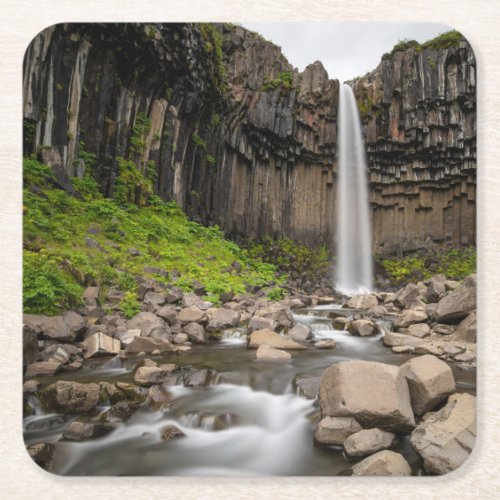 Waterfalls  Svartifoss Waterfall South Iceland Square Paper Coaster