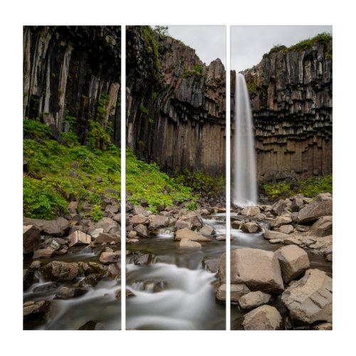 Waterfalls  Svartifoss Waterfall South Iceland Triptych