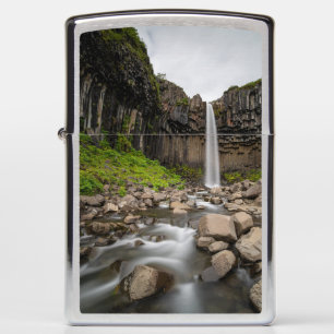 Waterfalls   Svartifoss Waterfall, South Iceland Zippo Lighter