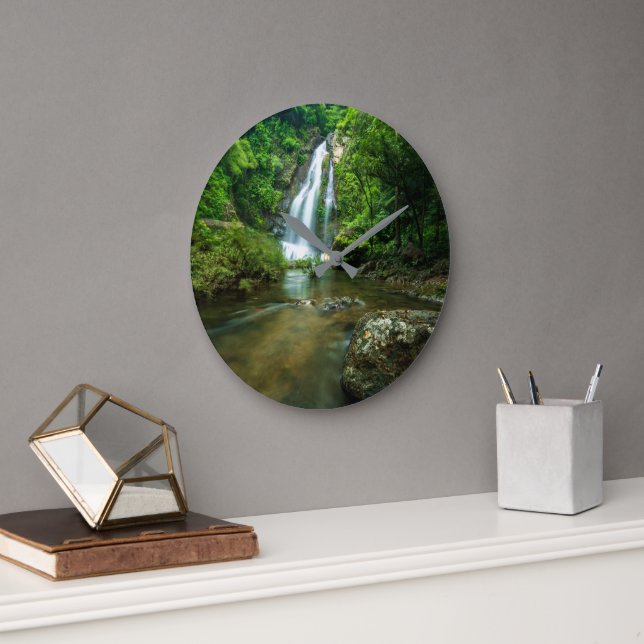 Waterfalls | Tamnung Waterfall, Phuket Thailand Large Clock (Office)