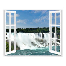 Waterfalls Trompe l'oeil Fake Window View