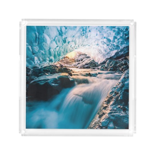 Waterfalls  Vatnajokull Glacier Eastern Iceland Acrylic Tray