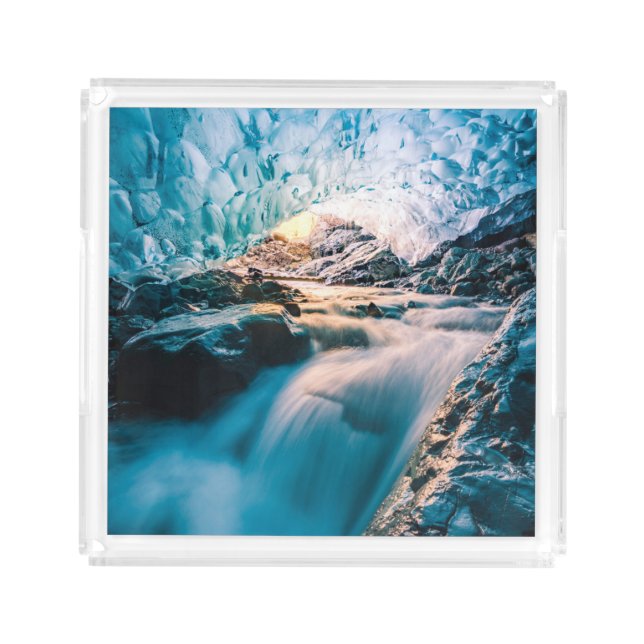 Waterfalls | Vatnajokull Glacier, Eastern Iceland Acrylic Tray (Front)