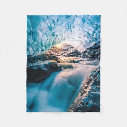 Waterfalls  Vatnajokull Glacier Eastern Iceland Fleece Blanket