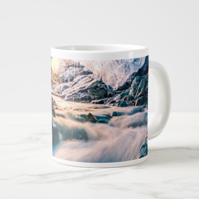Waterfalls | Vatnajokull Glacier, Eastern Iceland Giant Coffee Mug (Front Right)