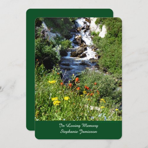 Waterfalls Wildflowers Memorial Service Invitation