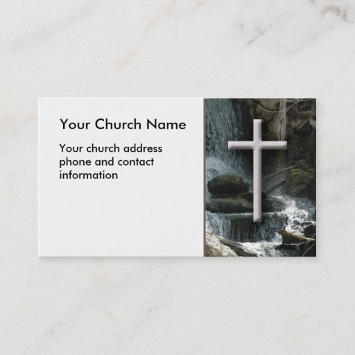 Customizable Waterfalls with cross Christian Business Card