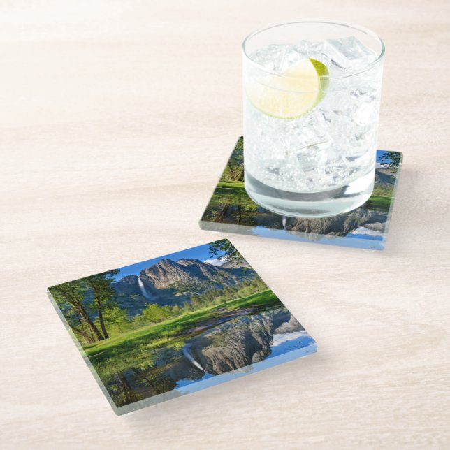 Waterfalls | Yosemite Falls, California Glass Coaster (Angled)