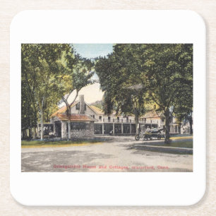 Waterford CT, Connecticut, Inn and Cottages Postc Square Paper Coaster