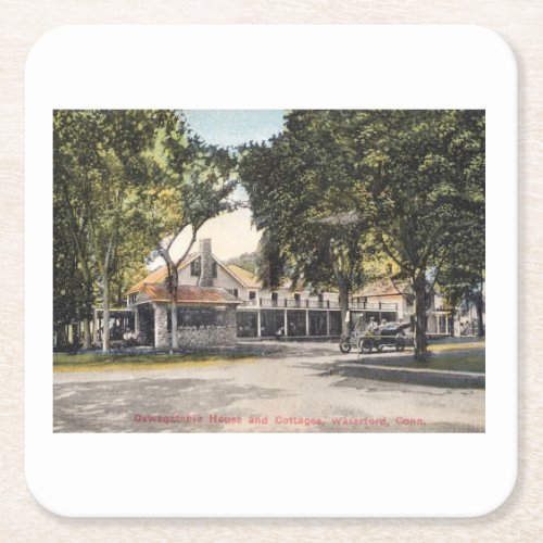 Waterford CT Connecticut Inn and Cottages  Postc Square Paper Coaster