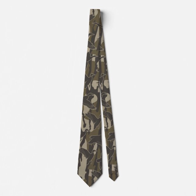 Waterfowl Hunting Bottom Lands Camo Duck Hunters Neck Tie (Front)