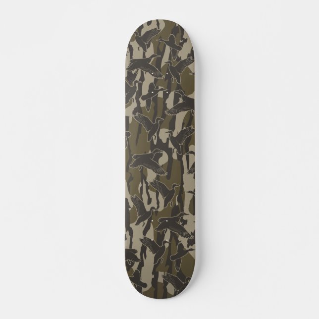 Waterfowl Hunting Bottom Lands Camo Duck Hunters Skateboard (Front)