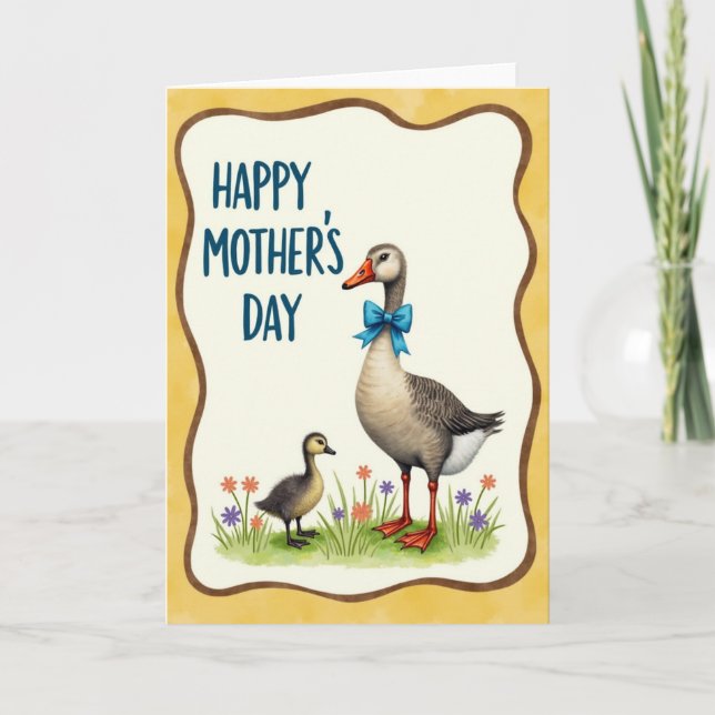 Waterfowl Mothers Day Illustration Card (Front)
