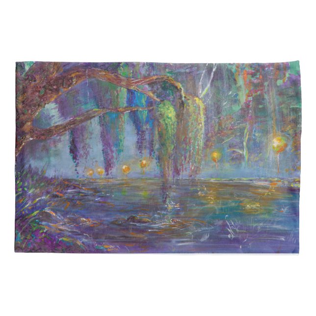 waterfront at night by natalie Shumylo @ MSHOPEART Pillow Case (Back)