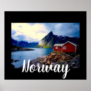 Waterfront Cottage Scenic Norway Poster
