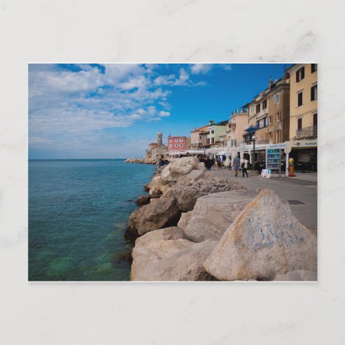 Waterfront in Piran Slovenia Postcard