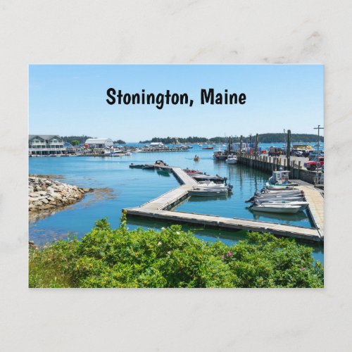 Waterfront in Stonington Maine Postcard
