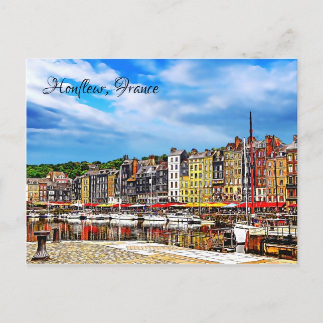 Waterfront of Honfleur harbor in Normandy, France. Postcard (Front)