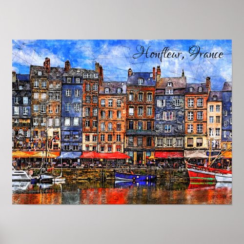 Waterfront of Honfleur harbor in Normandy France Poster