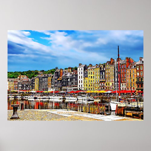 Waterfront of Honfleur harbor in Normandy France Poster