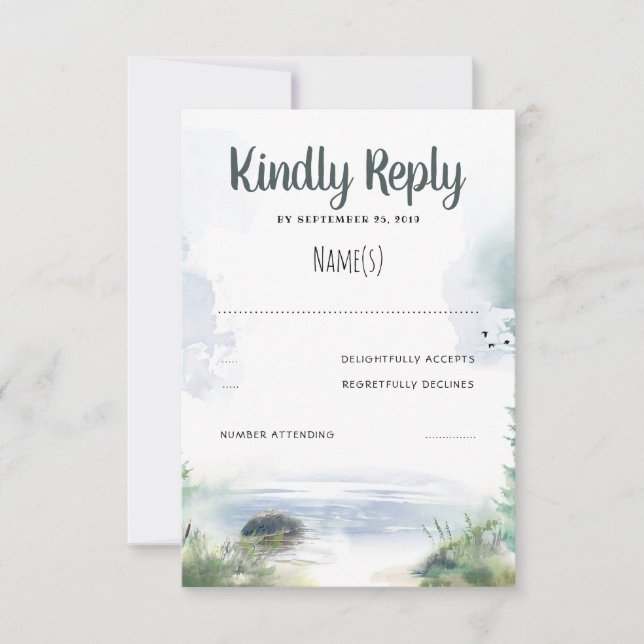Waterfront Summer Wedding RSVP Card (Front)