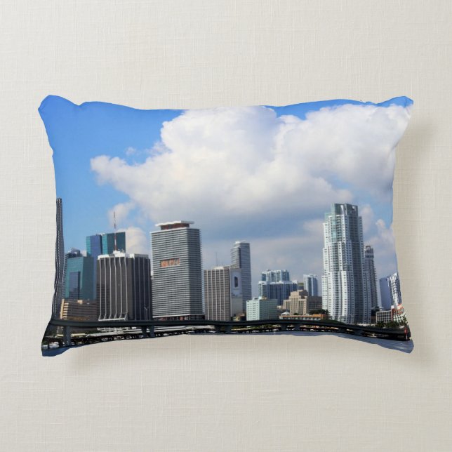 Waterfront view of Miami Decorative Pillow (Front)