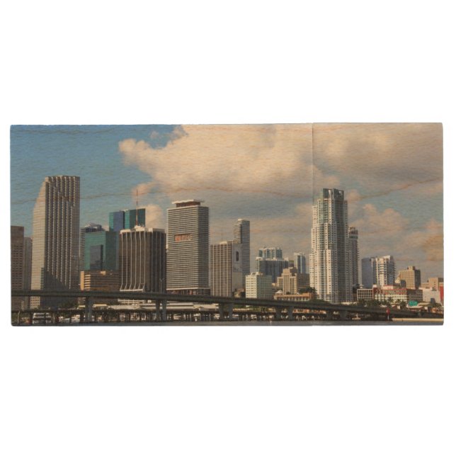 Waterfront view of Miami Wood USB Flash Drive (Front)