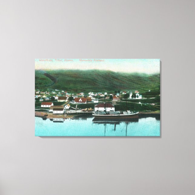 Waterfront View of the City and Steamer Canvas Print (Front)