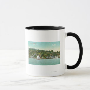 Waterfront View of the City, Sail Boats Mug