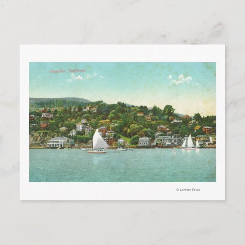 Waterfront View of the City Sail Boats Postcard