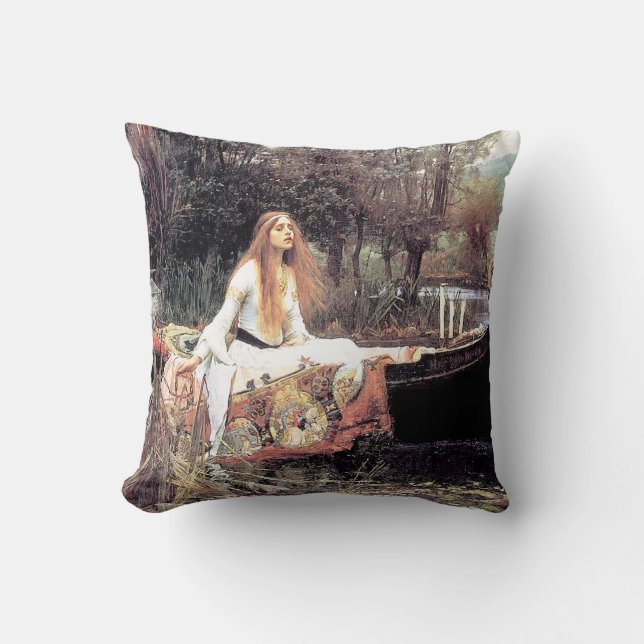 Waterhouse Lady of Shallot Throw Pillow (Front)