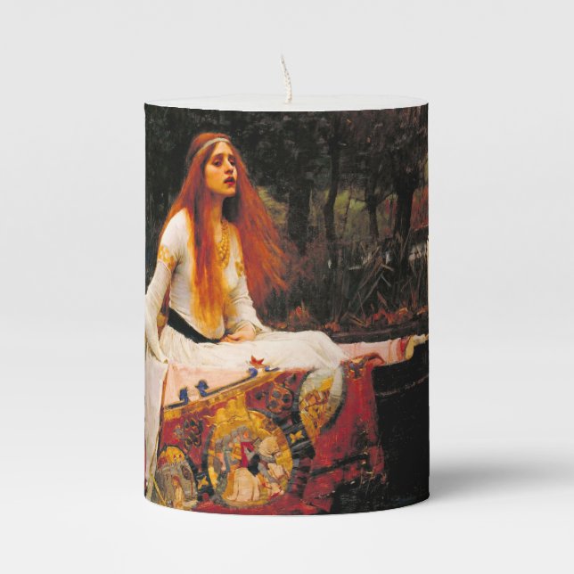 Waterhouse Lady of Shalott Pillar Candle (Front)
