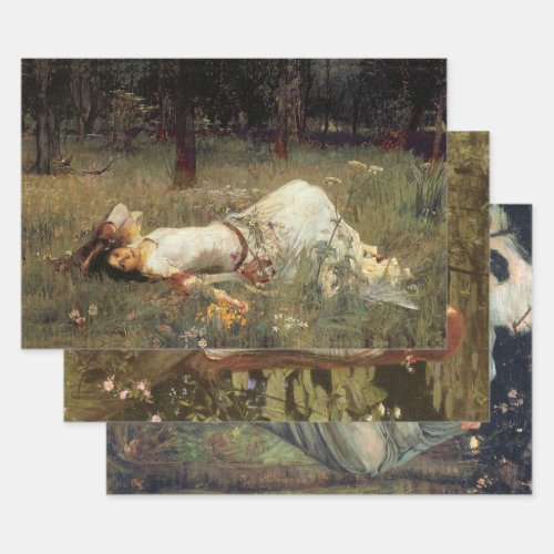 WATERHOUSE PAINTINGS HEAVY WEIGHT DECOUPAGE PRINTS WRAPPING PAPER SHEETS