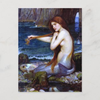 Waterhouse: The Mermaid Postcard by vintagechest at Zazzle