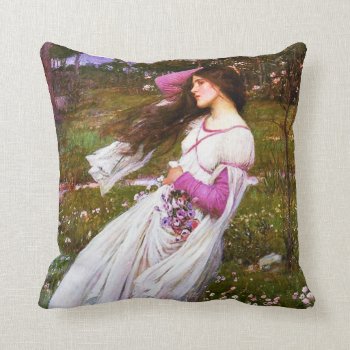 Waterhouse Windflowers Pillow by VintageSpot at Zazzle