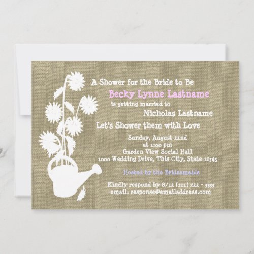 Watering Can and Burlap Bridal Shower Invitation