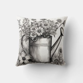 Watering can, Black & white art , Spring Art
