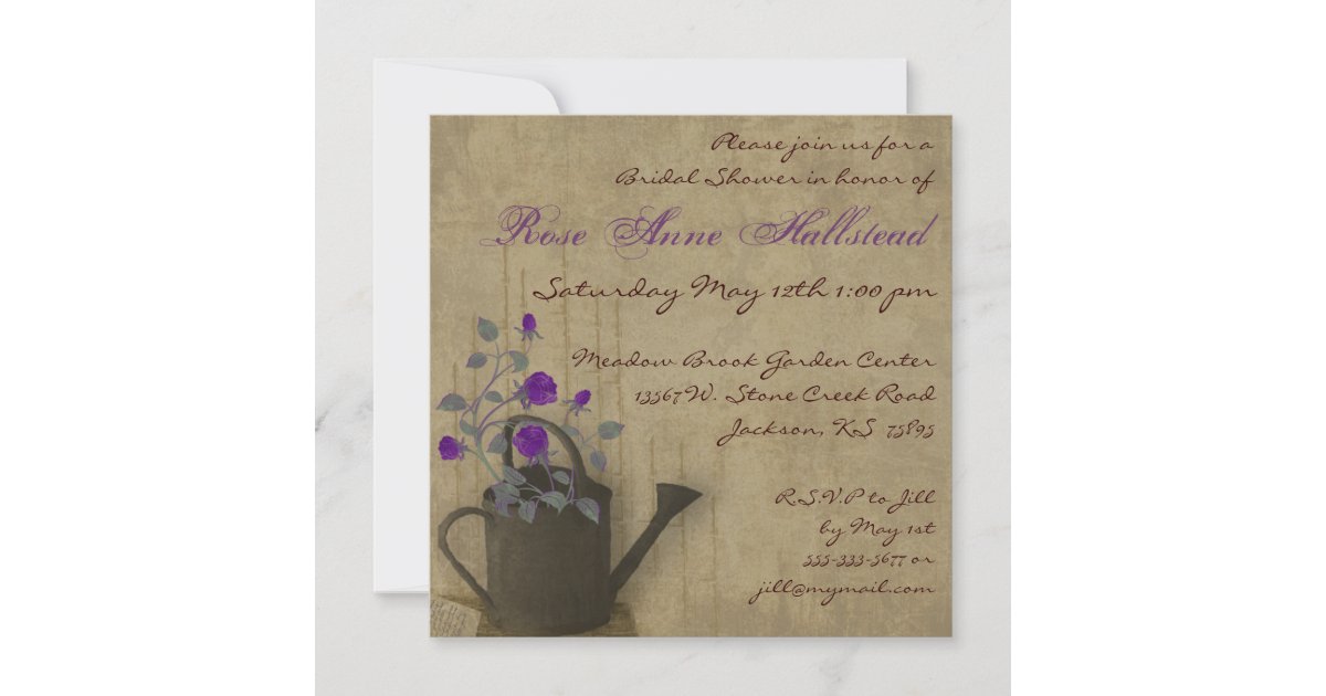 Watering Can Floral Bridal Shower Invitation Zazzle
