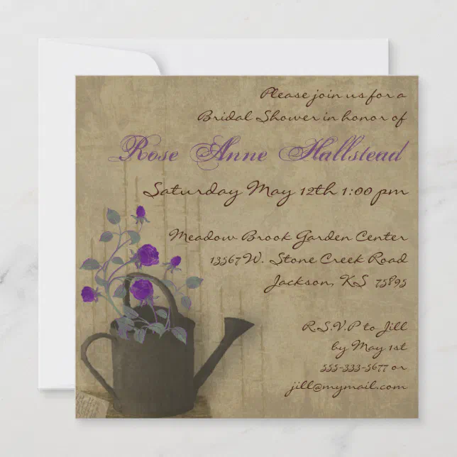 Watering Can Floral Bridal Shower Invitation Zazzle