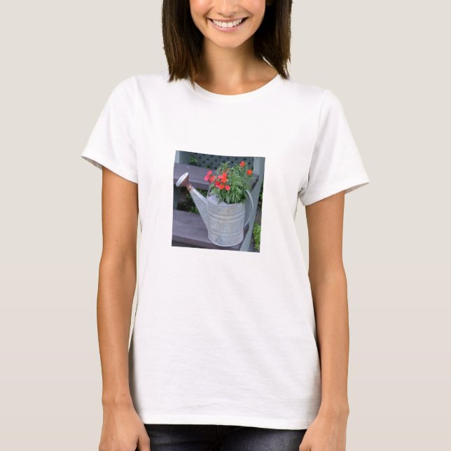 Watering Can/Flowers-Fitted Long Sleeve T-Shirt (Front)