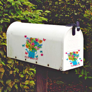 Watering can flowers mailbox sticker