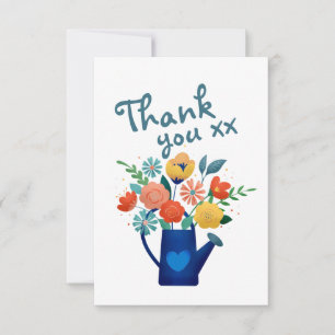 Watering Can Full of Flowers Modern Thank You Card