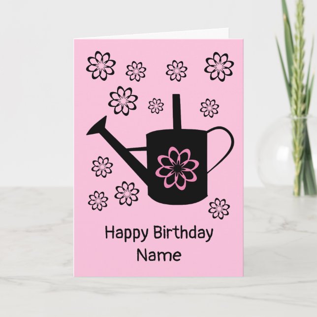 Watering Can Garden Flowers Birthday Card (Front)
