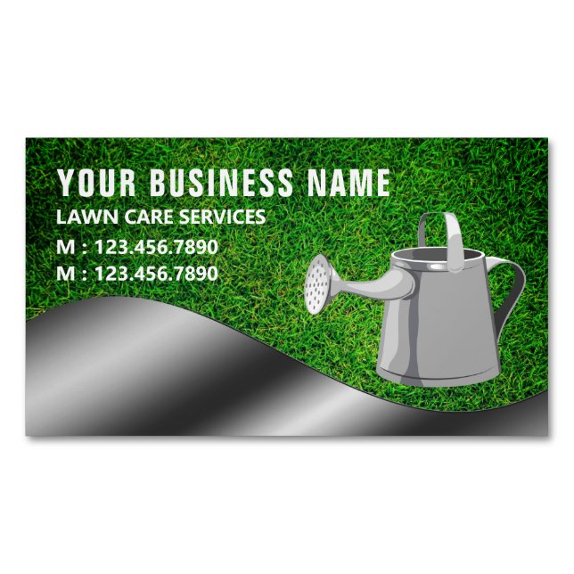 Watering Can Gardening Landscaping Lawn Care Business Card Magnet (Front)