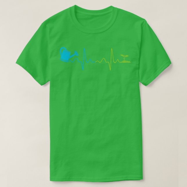 Watering Can Heartbeat Gardening Gardener Gift TSh T-Shirt (Design Front)