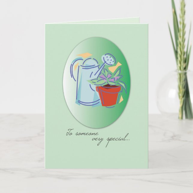 Watering Can Planter Birthday Card (Front)